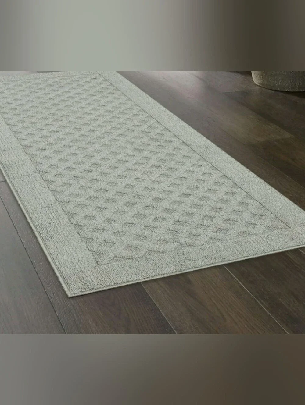 Mainstays Dylan Solid Diamond Olefin Pewter Gray Indoor Runner Rug, 1'9